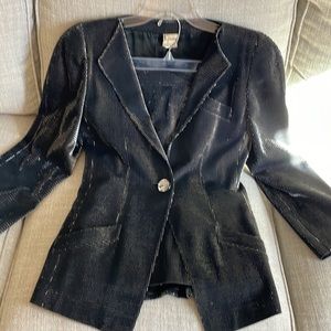 Vintage Krizia Black Metallic Italian Suit Holiday Dazzle size 38 — 4/6